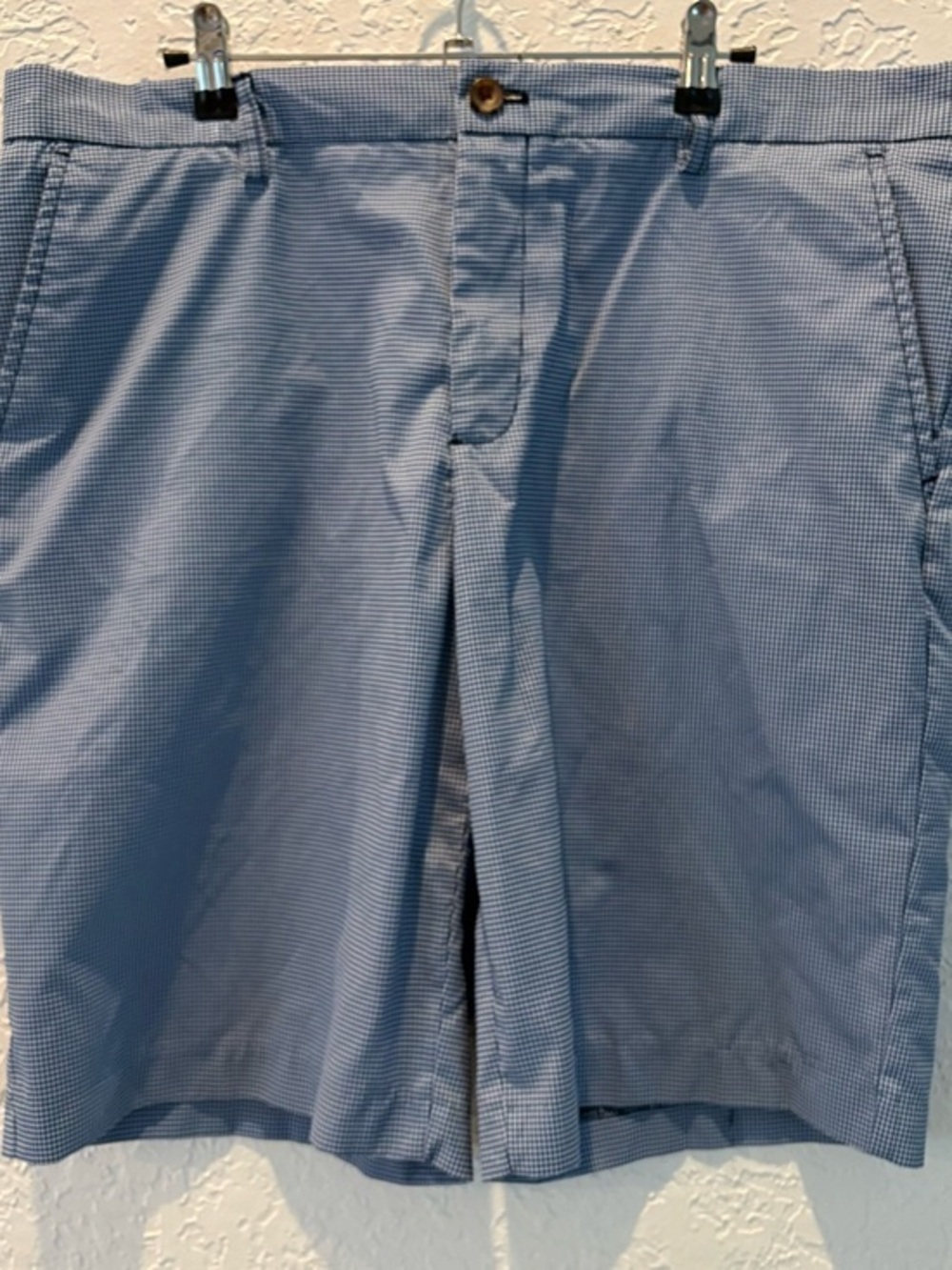 Izod Blue Micro-Check Flat Front Shorts